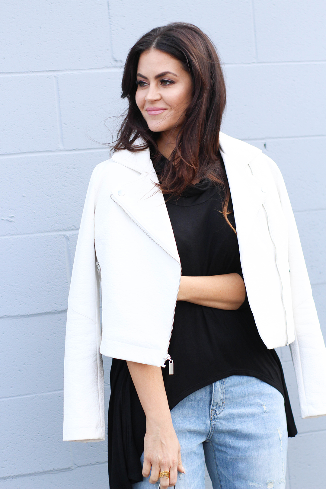 white moto jacket