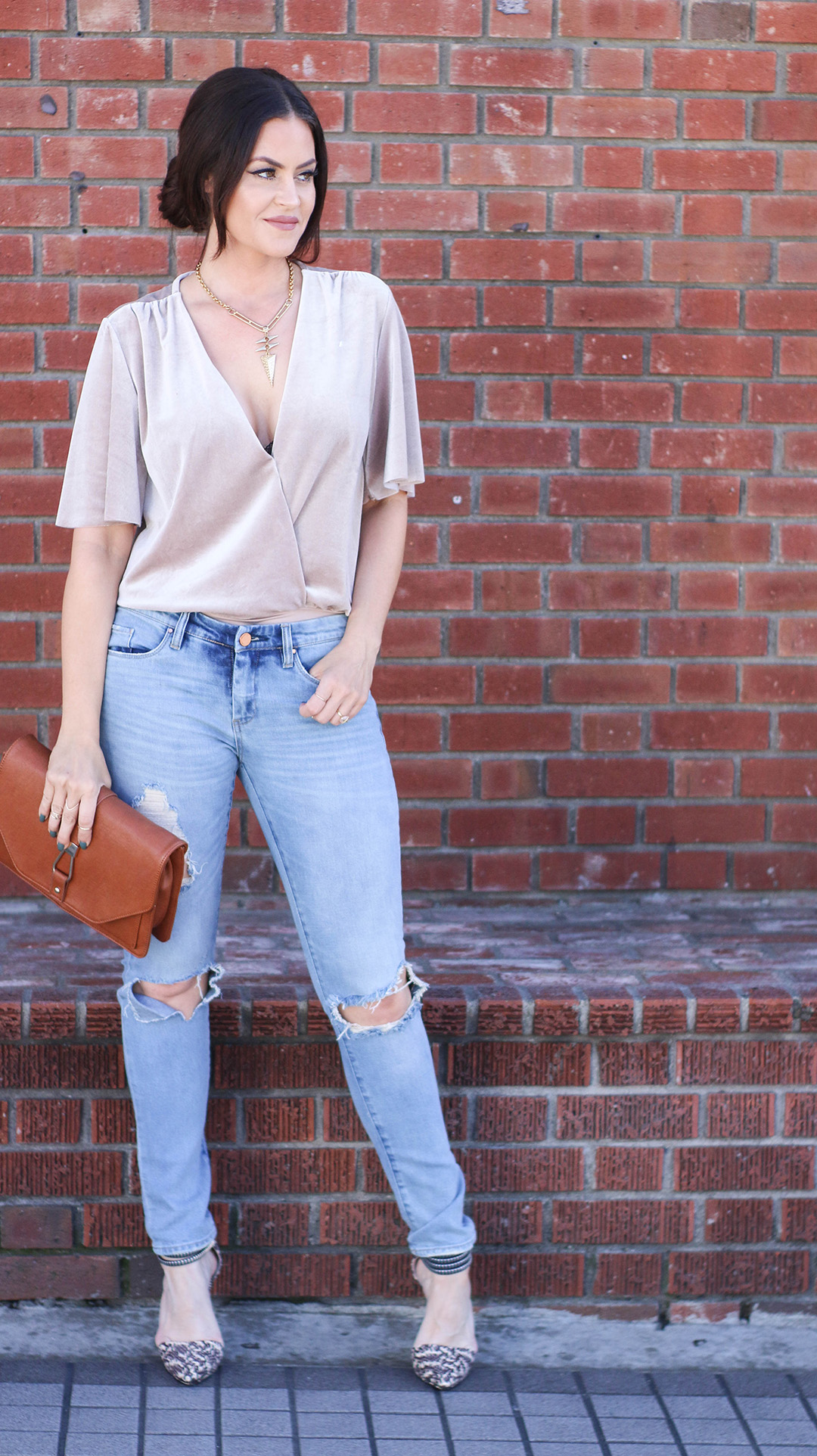 velvet bodysuit denim outfit