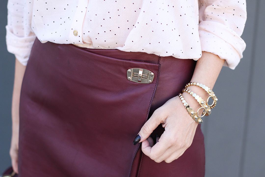 leather skirt gold cuff